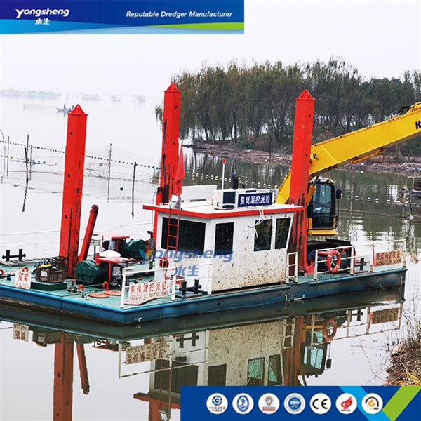 40 And 45 Tonnage Excavator Supporting Barge - Sand Mining Works